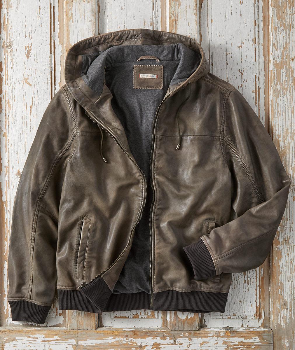 Men's Halifax Leather Hoodie | Carbon2Cobalt