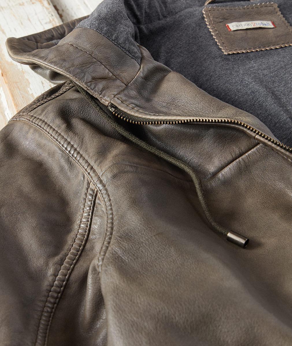 Men's Halifax Leather Hoodie | Carbon2Cobalt