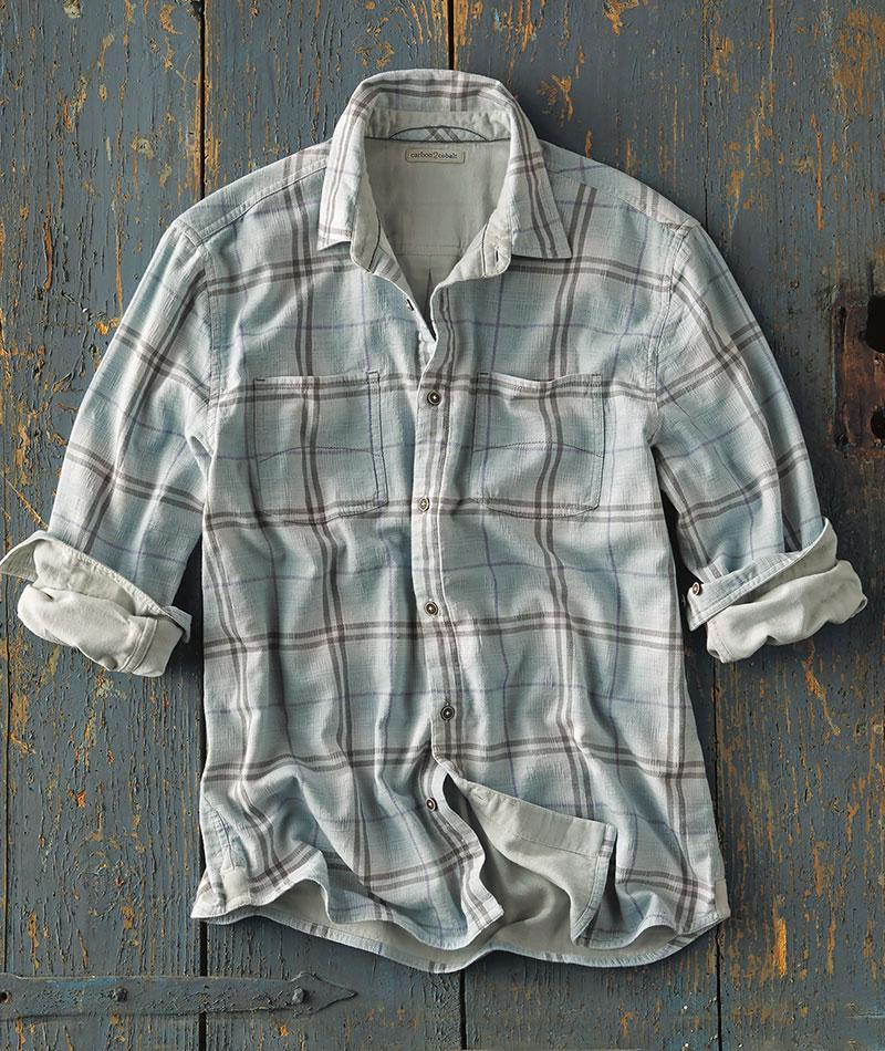 Cotton Button Front Shirt - Lumiere Plaid Metallic