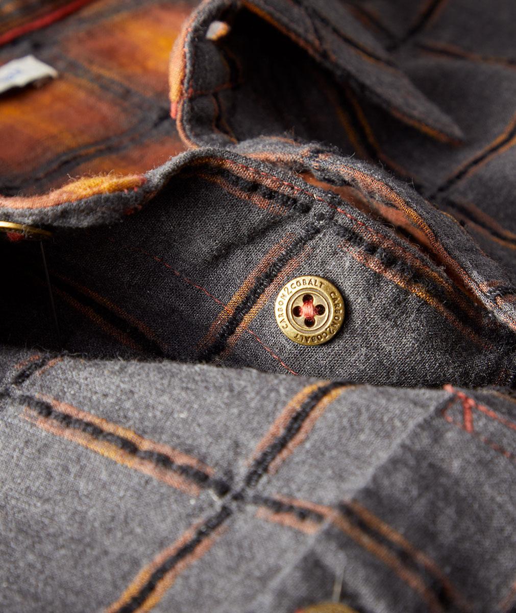 Men's Long-Sleeve Emberglow Plaid Shirt in 100% Cotton | Carbon2Cobalt