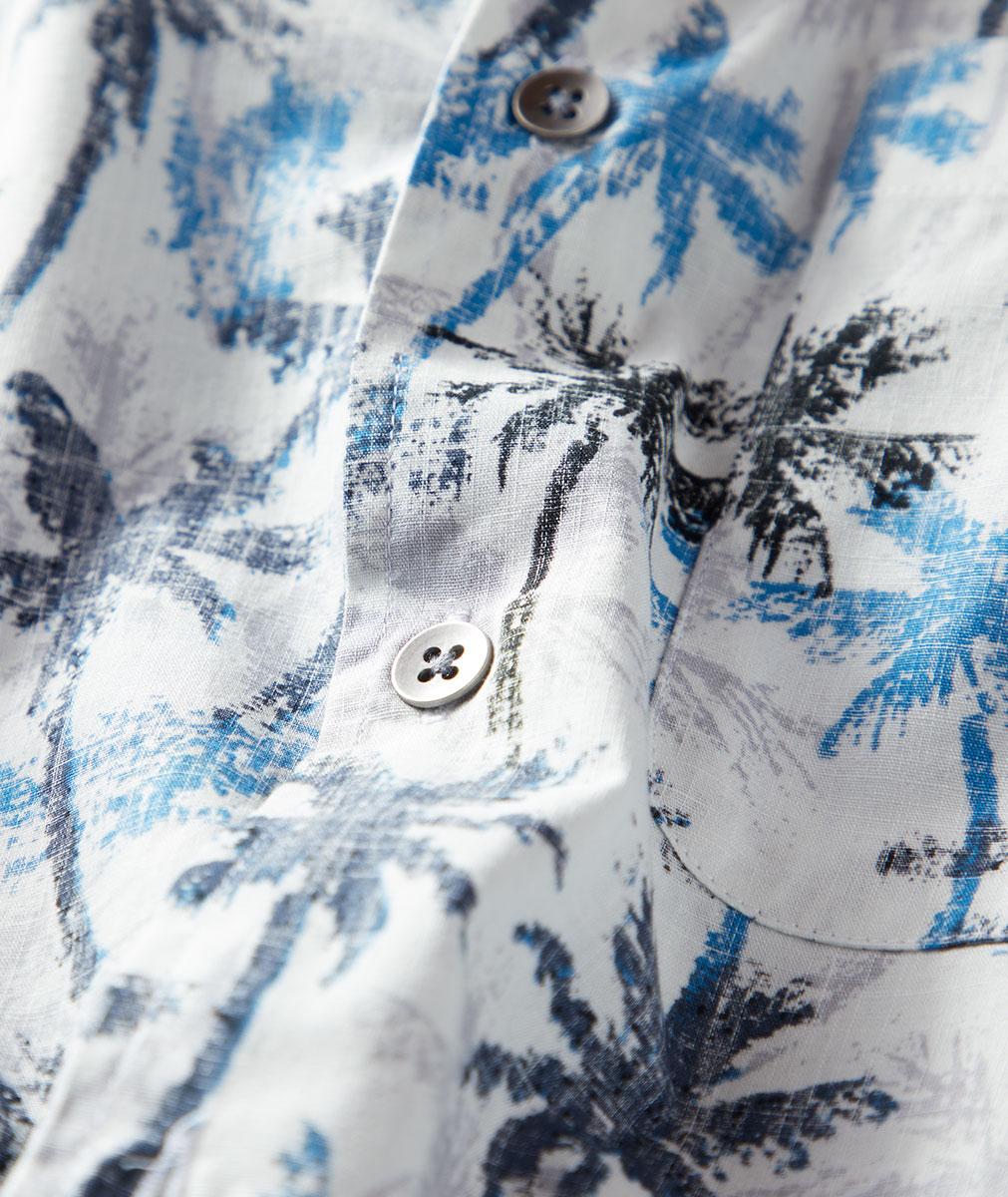 Men's Short-Sleeve Dappled Palms Print Shirt in 100% Cotton | Carbon2Cobalt
