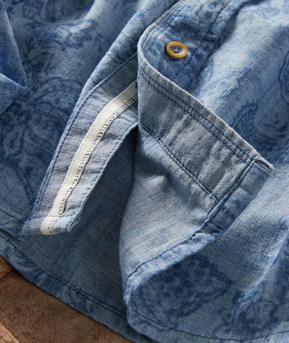 Men's Short-Sleeve Shaded Print Shirt in 100% Cotton | Carbon2Cobalt
