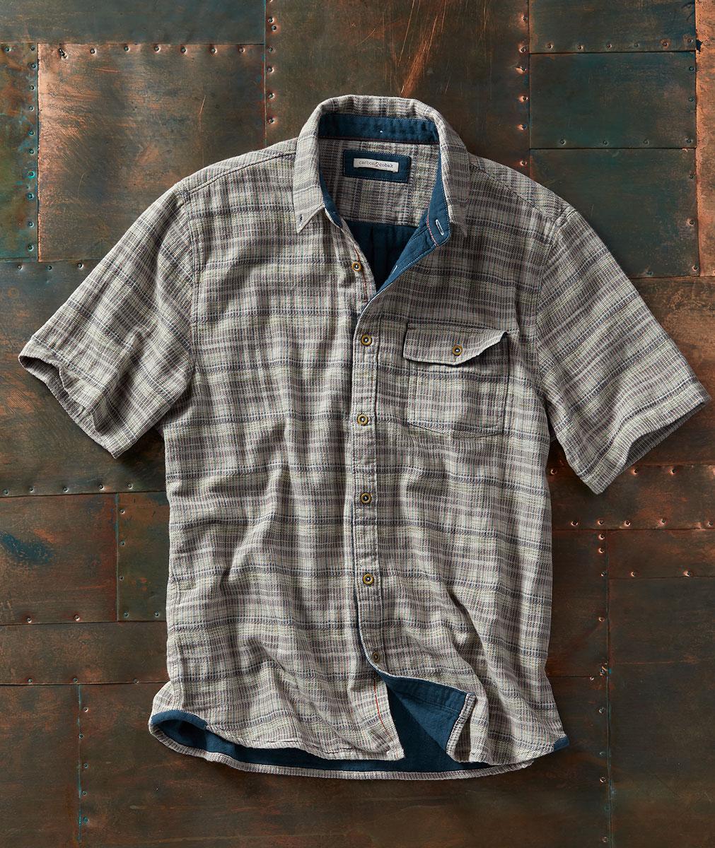 Men's Short-Sleeve Transmitter Dobby Shirt in 100% Cotton | Carbon2Cobalt