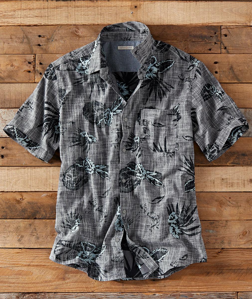 Men's Short-Sleeve Night & Day Print Shirt in 100% Cotton | Carbon2Cobalt