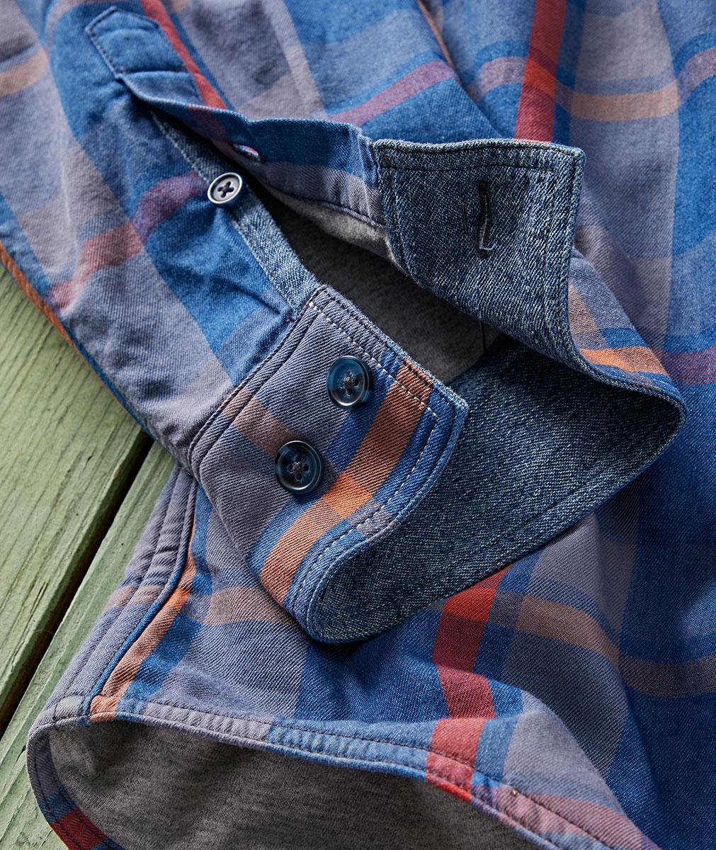 Men's Long-Sleeve Jersey-Lined Good-Natured Plaid Shirt | Carbon2Cobalt