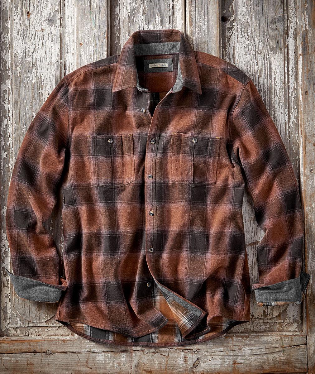 Men's Long-Sleeve Craftsman Plaid Shirt in 100% Cotton | Carbon2Cobalt