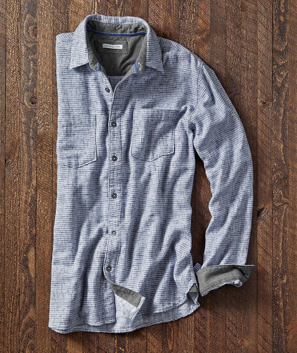 Men's Long-Sleeve Tivoli Double-Cloth Shirt in Cotton-Lyocell ...