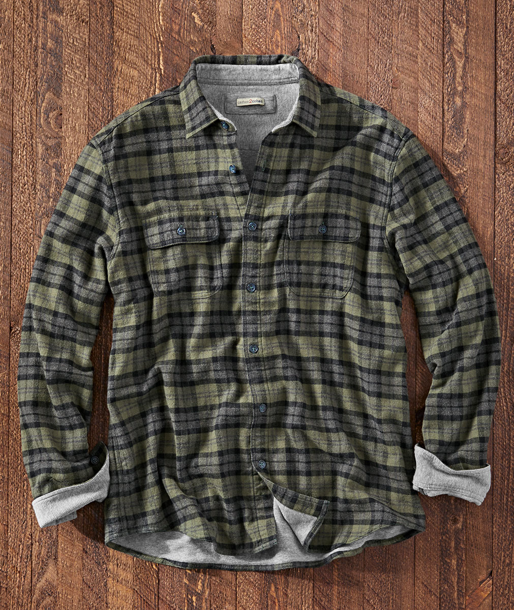 Men's Long-Sleeve Lookout Flannel Plaid Shirt in 100% Cotton ...