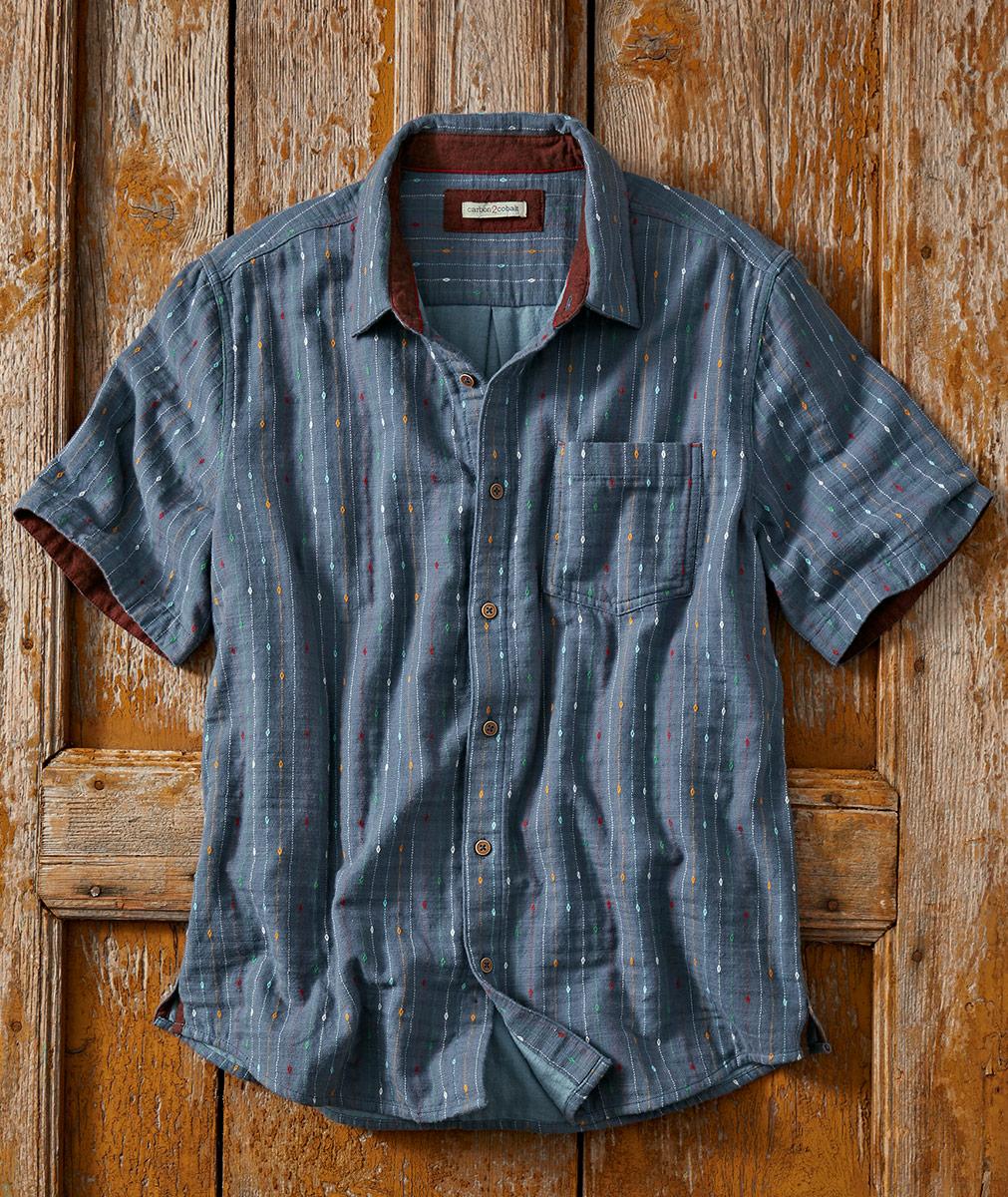 Men's Acoustic Patterned Short Sleeve Shirt | Carbon2Cobalt