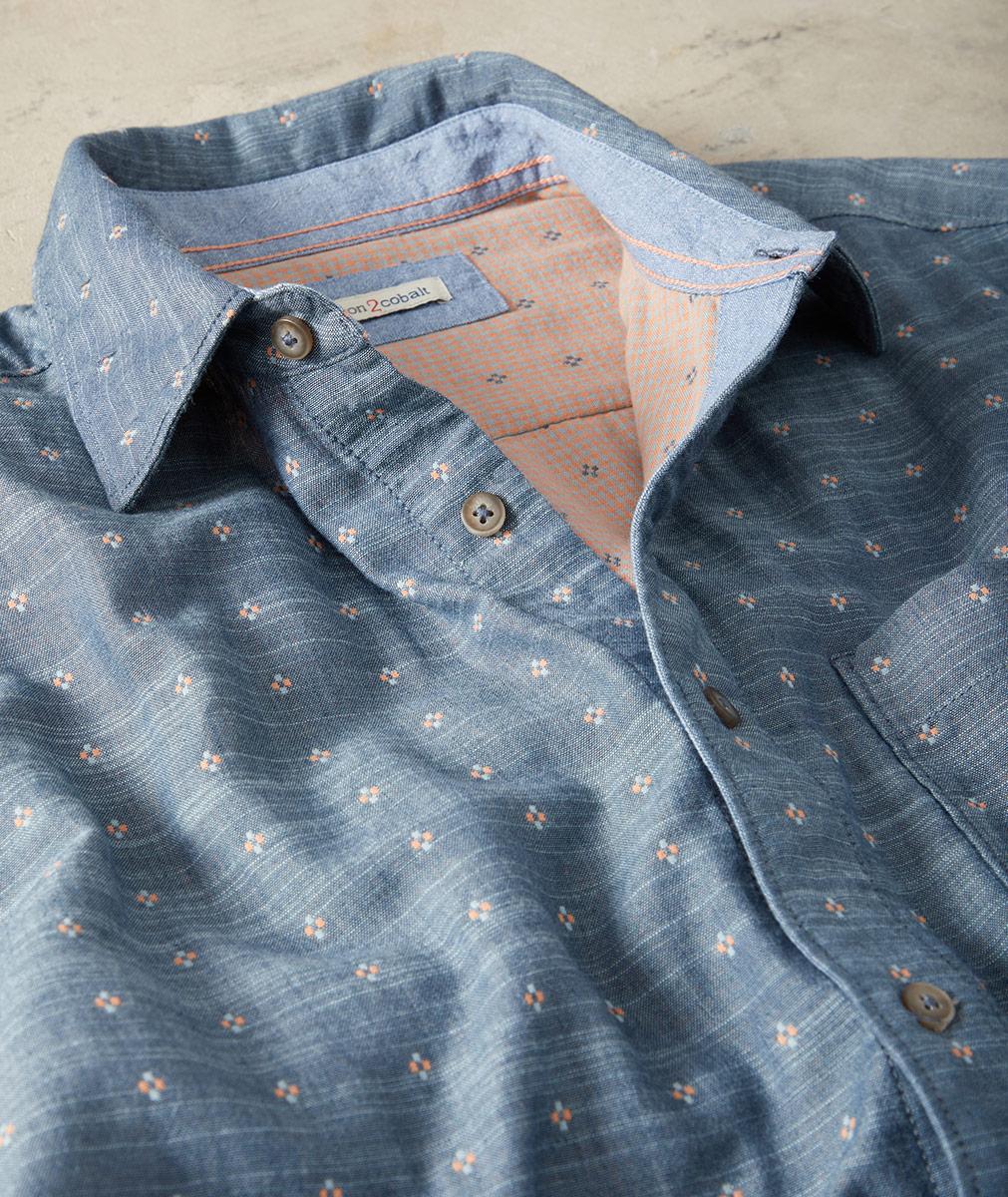 Men's Short Sleeve Novo Double Cloth Shirt | Carbon2Cobalt