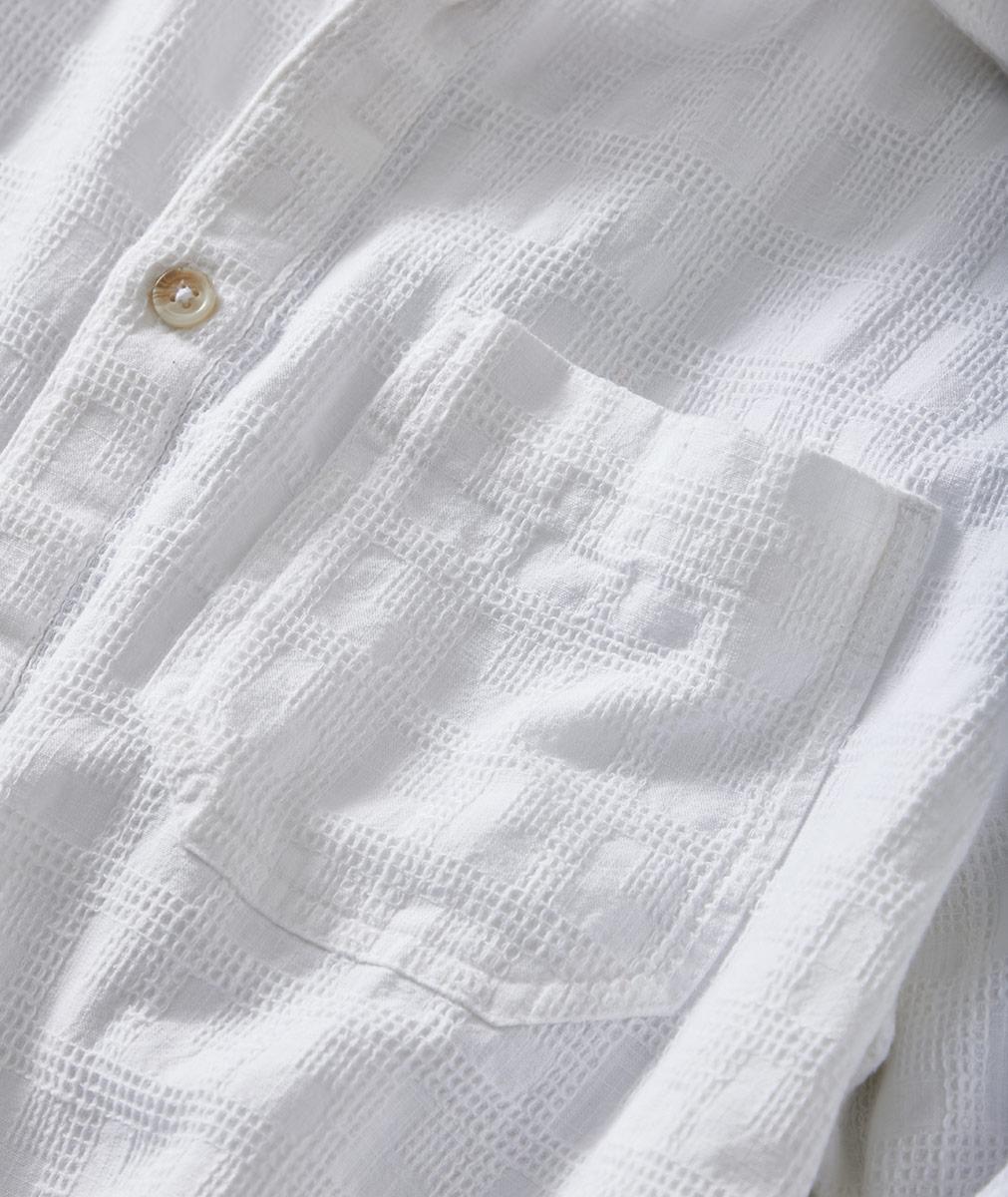 Men's Short Sleeve Windowpane Lightweight White Shirt | Carbon2Cobalt