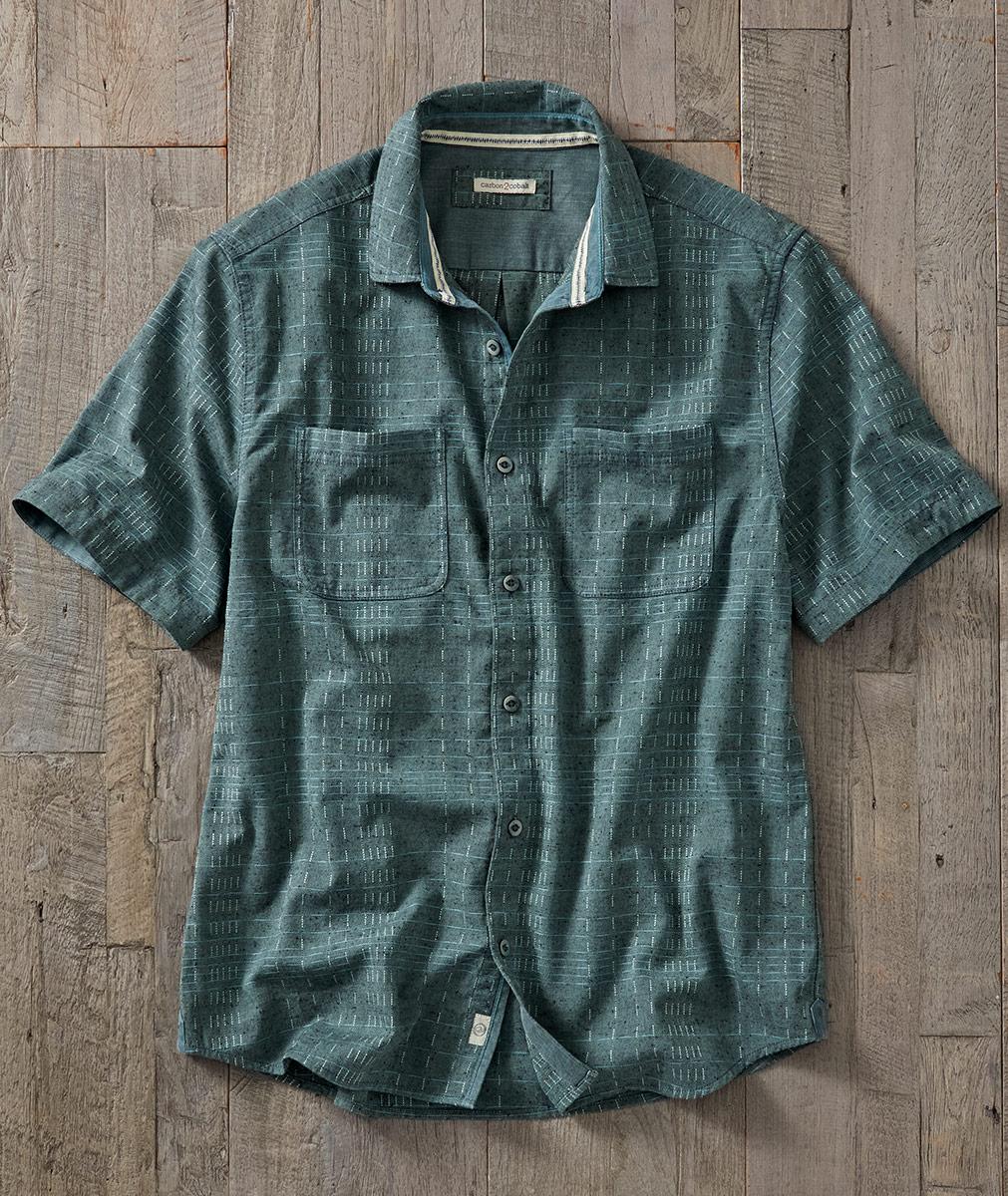 Men's Short Sleeve Rockhopper Dobby Shirt | Carbon2Cobalt