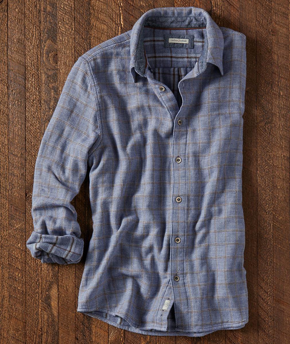 Men's Low-Key Plaid Double Cloth Shirt | Carbon2Cobalt