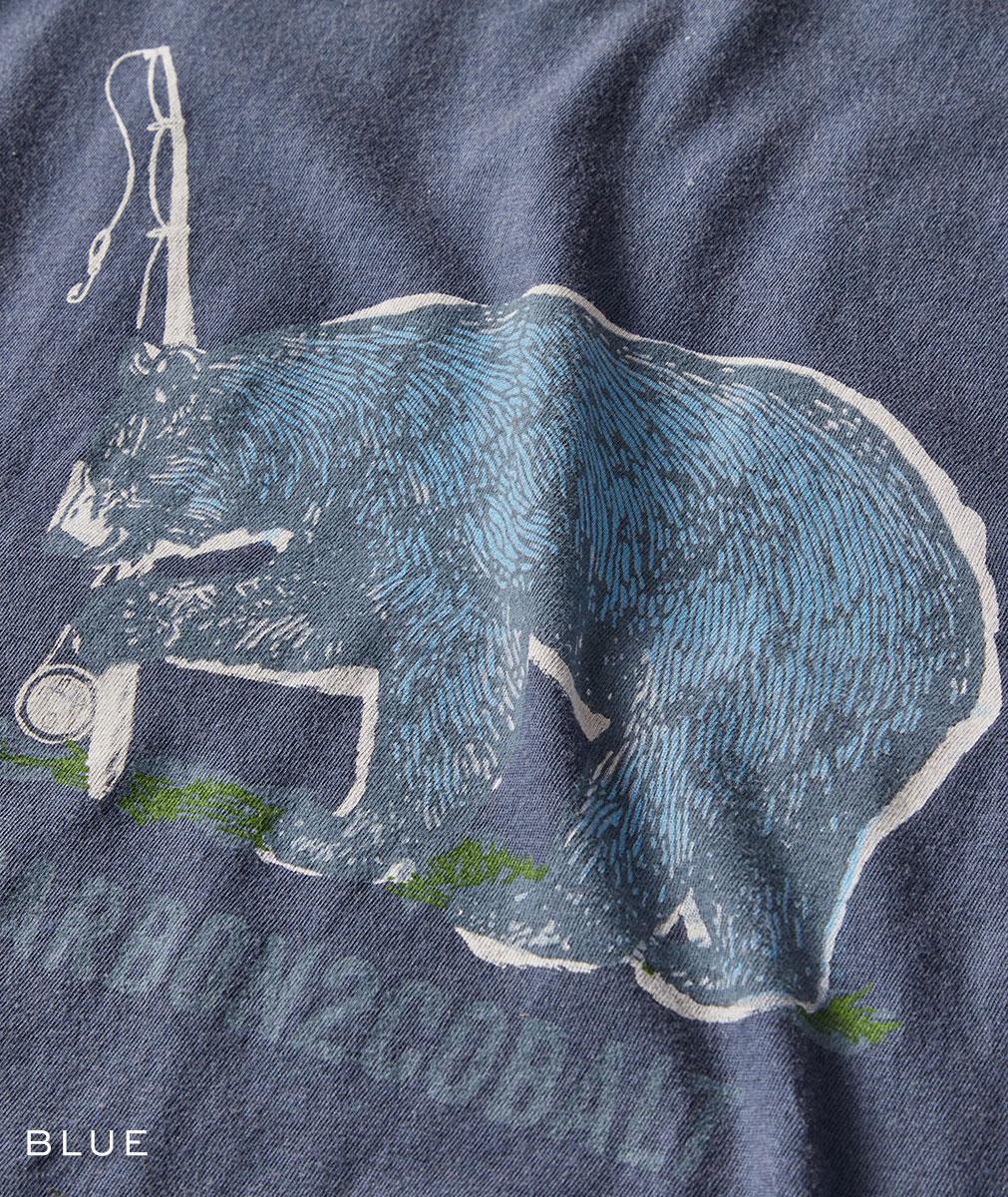 Men's Short-Sleeve Camping Bear Graphic Tees in 100% Cotton | Carbon2Cobalt