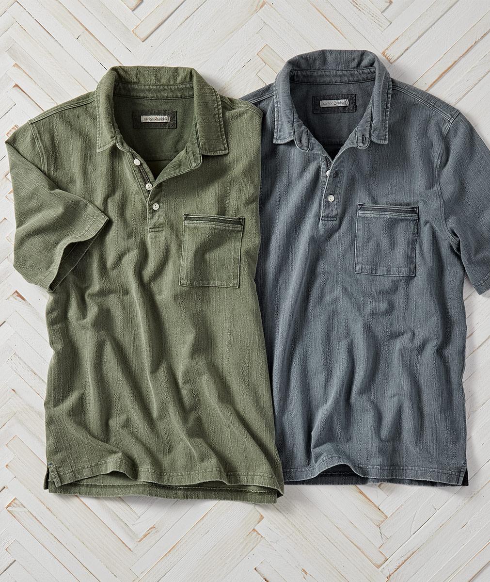 Men's Short Sleeve Jacquard Polo | Carbon2Cobalt
