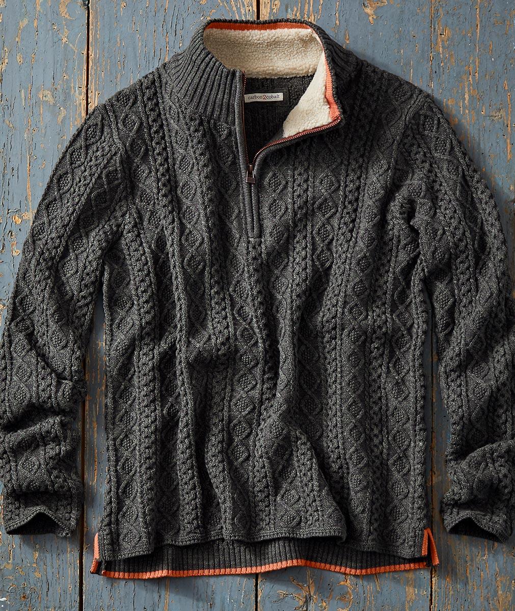 Men's Greystones Fisherman Cable Knit Sweater | Carbon2Cobalt