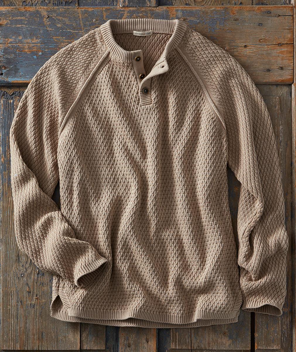 Men's Long-Sleeve Storyteller Fisherman Sweater in 100% Cotton