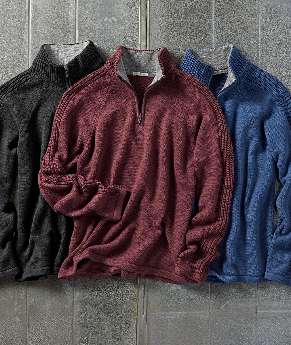 Men's Slipstream Zip Neck Sweater | Carbon2Cobalt
