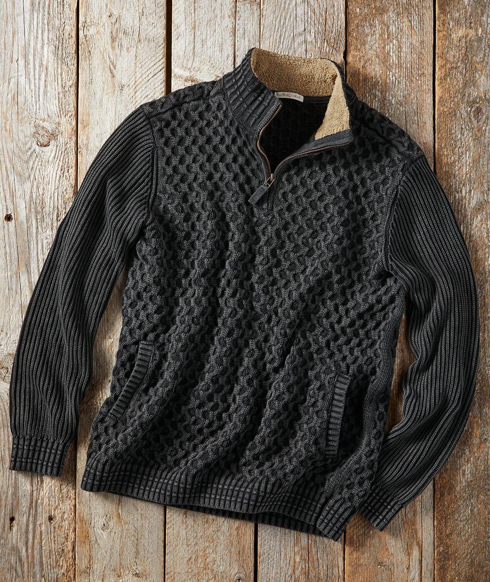 Men's Braemar Zip Fisherman Sweater | Carbon2Cobalt