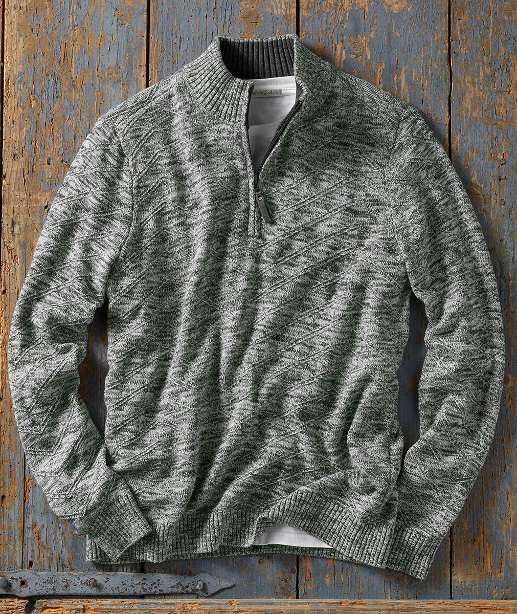 Men's Marled Quarter Zip Sweater | Carbon2Cobalt