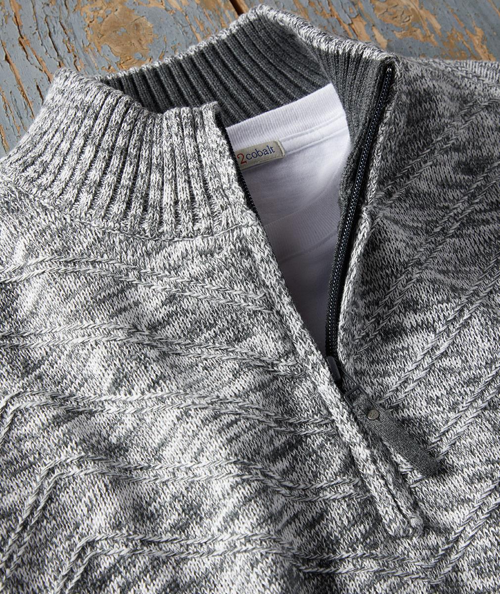 Men's Marled Quarter Zip Sweater | Carbon2Cobalt