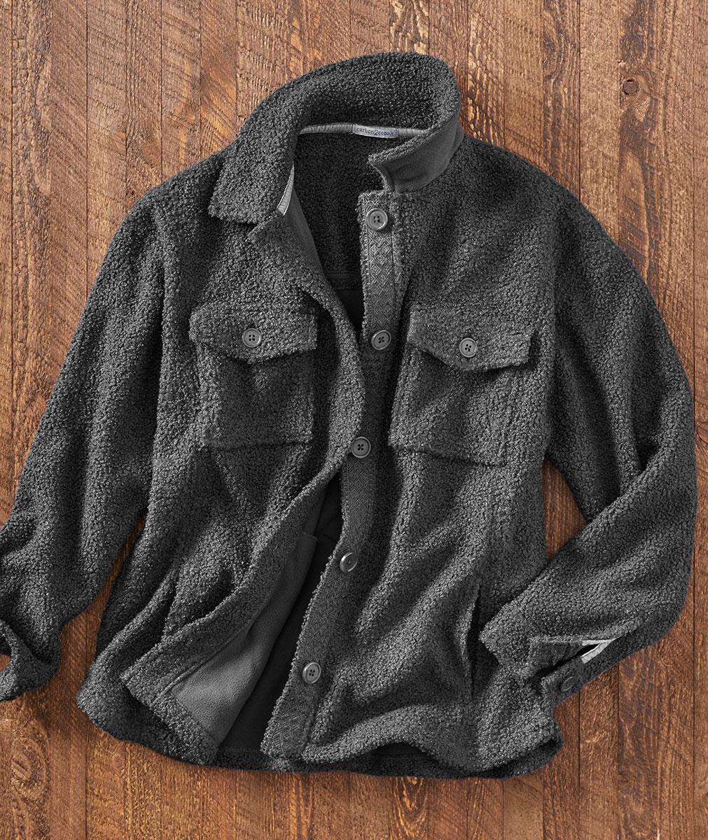 Women's Cafe Fleece Button-Front Jacket | Carbon2Cobalt