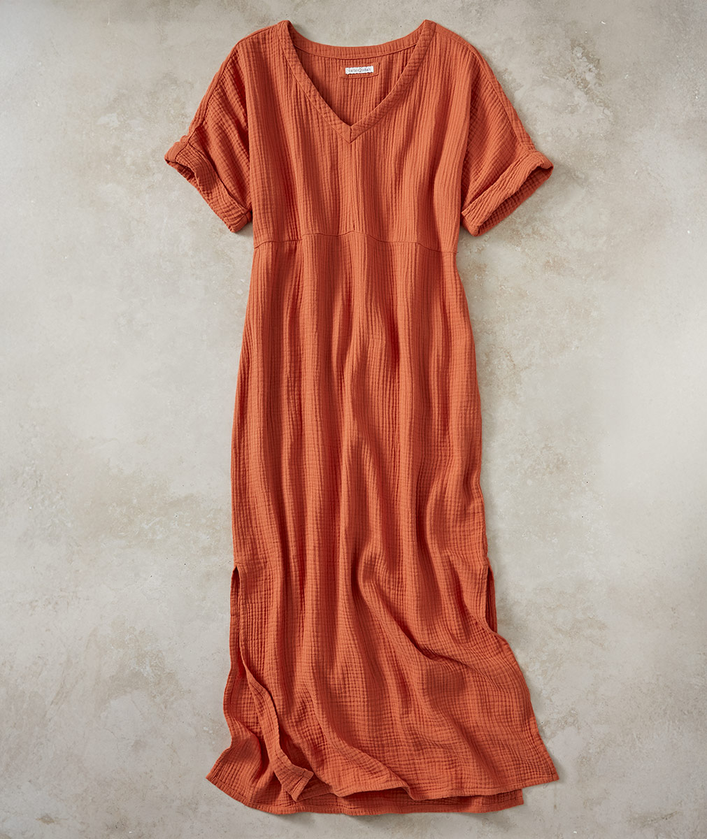 Women's Short Sleeve Soleil Double Gauze Midi Dress | Carbon2Cobalt